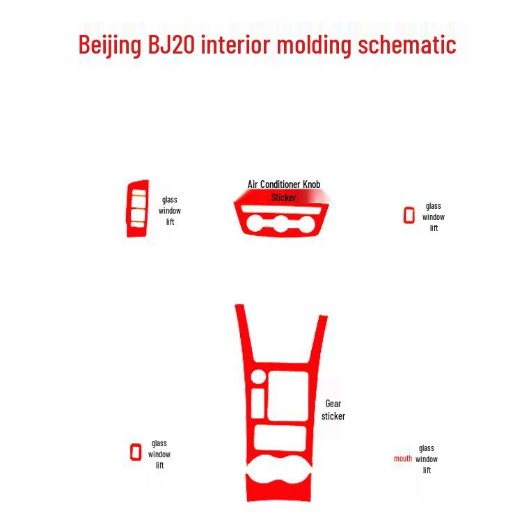 Beijing BJ20 Carbon Fiber Interior Stickers: Shift Lever & Window Lift Decoration