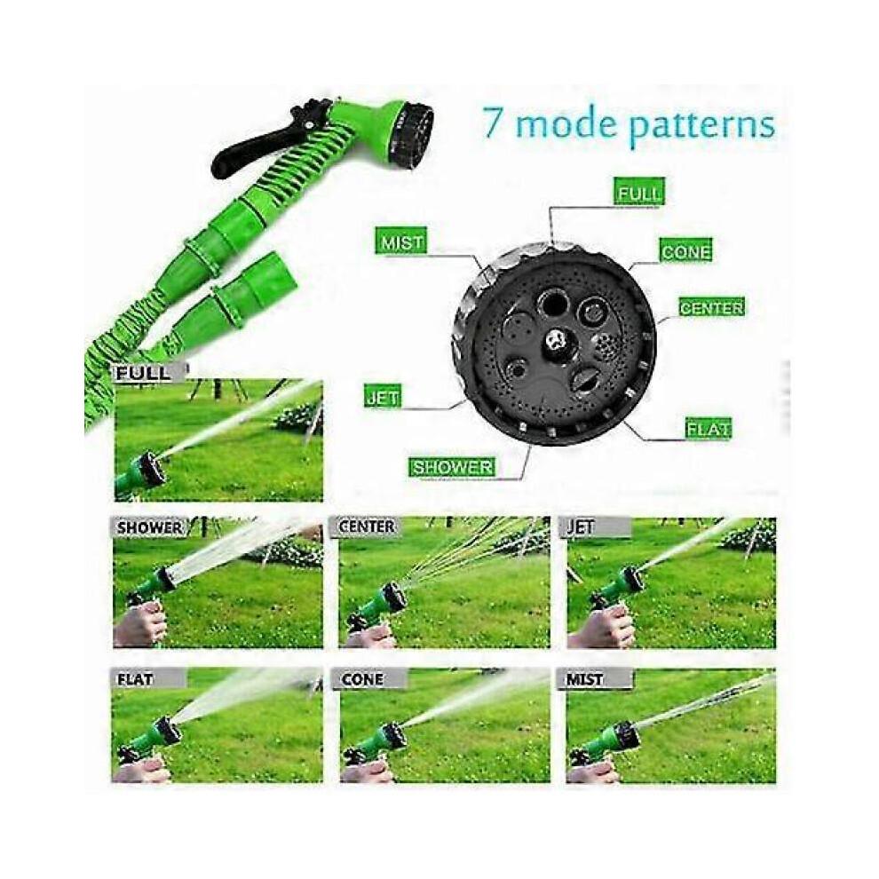(30m, Green) Expanding Garden Water Hose Pipe Spray Gun Flexible Grow Stretch Hosepipe