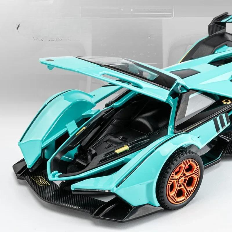 1/32 Lamborghini V12 Sports Car Simulation Diecast Metal Alloy Model Car Sound Light Pull Back Collection Kids Toy Gift A655