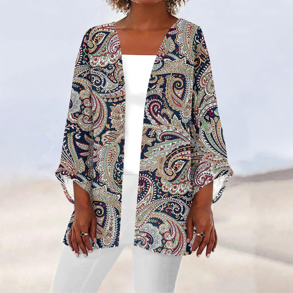 Женская повседневная модная легкая куртка средней длины с принтом, кардиган