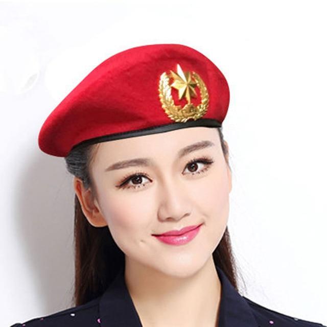 Высокие мужские и женские шерстяные фетровые береты, металлический значок, декор, матросская шляпа для танцев, трилби, армейская кепка для фанатов, регулируемая 