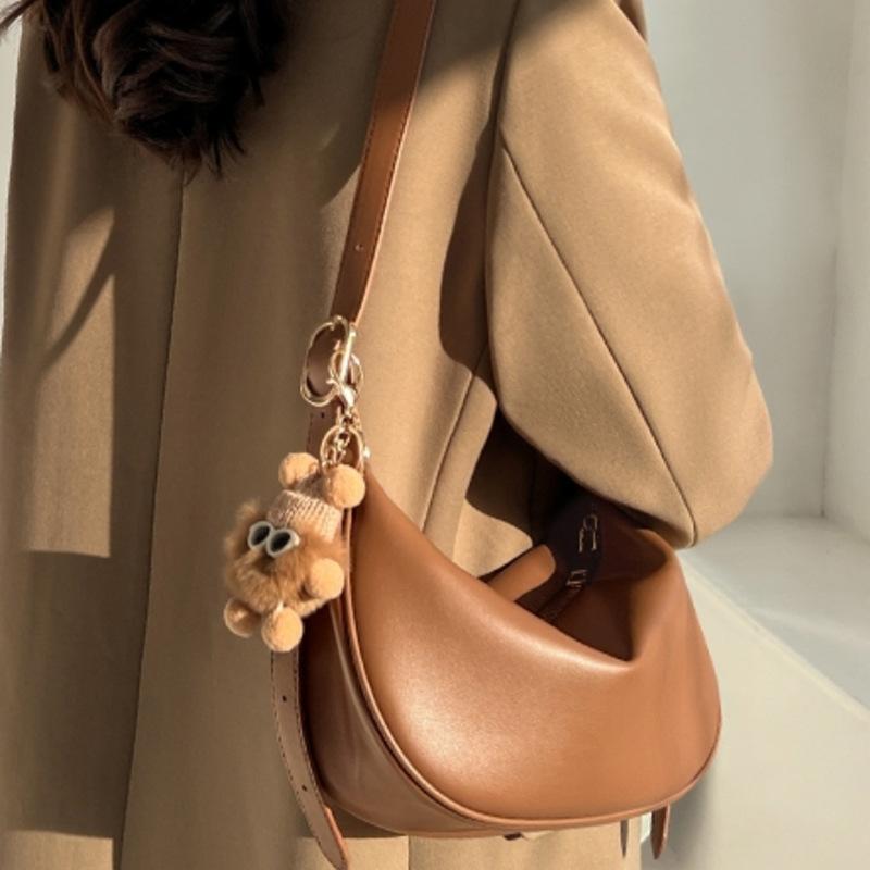 The First Layer of Cowhide High-grade Bag Female Fashion Shoulder Bag Spring Summer Skew Dumpling Bag