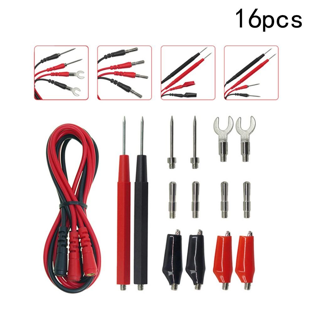 16-Piece Multimeter Test S Probe Voltmeter For Alligator Cable Clip Kit