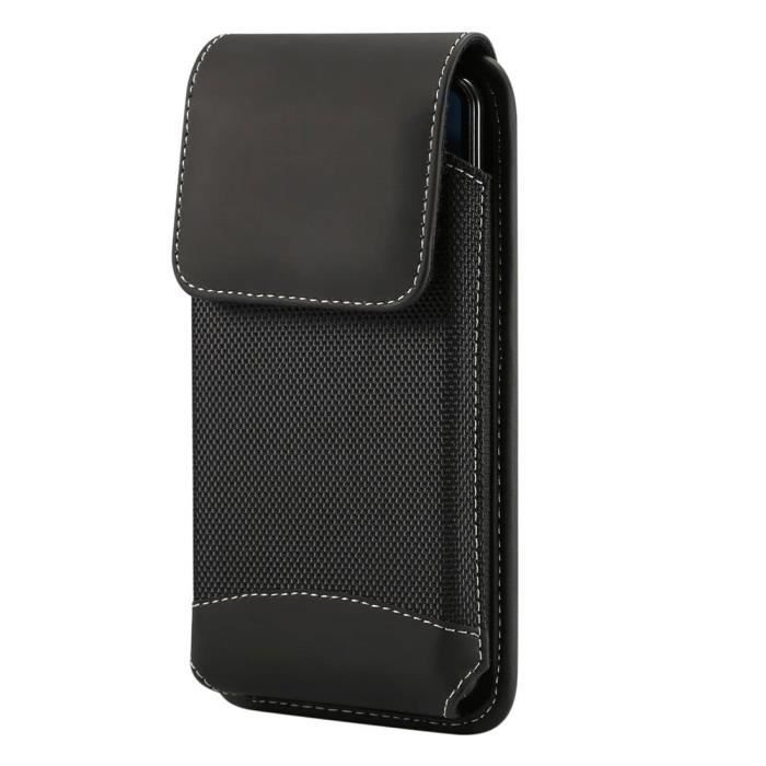 Étui Pour TECNO Spark 5 Pro (2020) Housse Ceinture Verticale Cuir Et Nylon - Noir