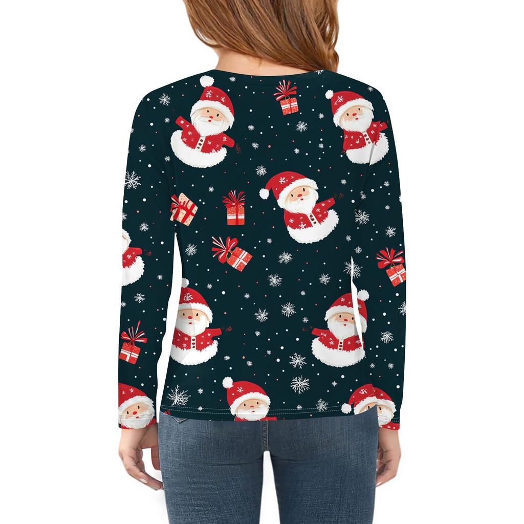 Футболки с длинным рукавом для девочек, детские осенние топы с круглым вырезом, базовые футболки с винтажным графическим принтом, топы для детей 5–14 лет