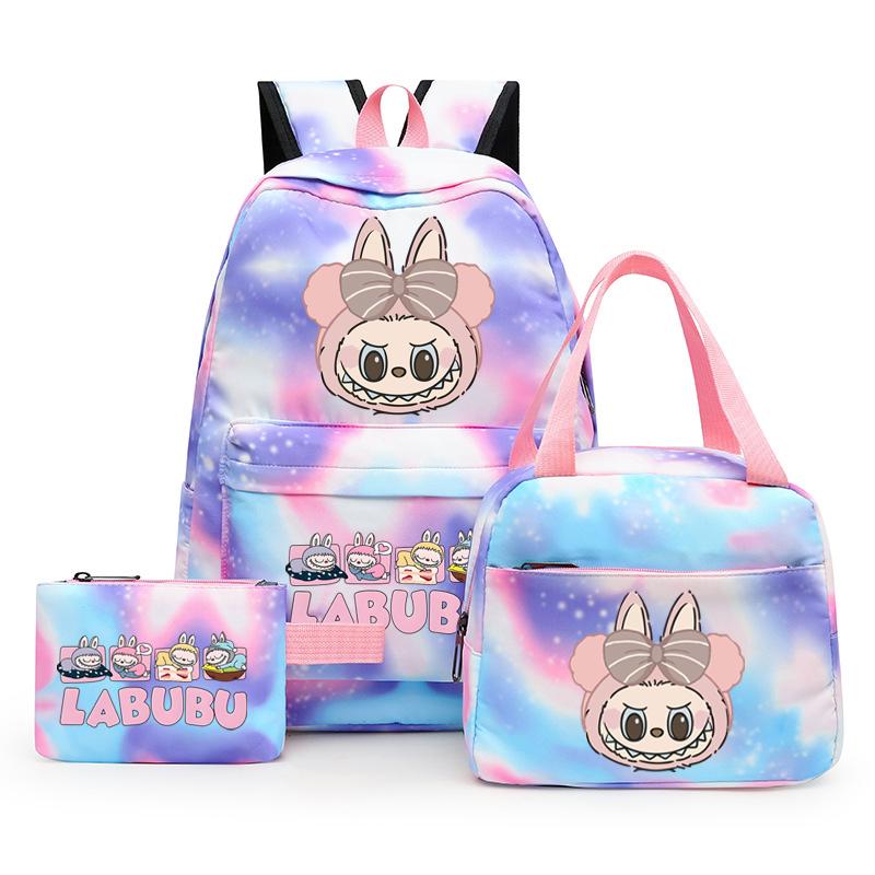 3Pcs/set Printed Backpack with Lunch Bag Pencil Case Student Teenager Boy Girl Bagpack Women's Backpack Set Travel Bag