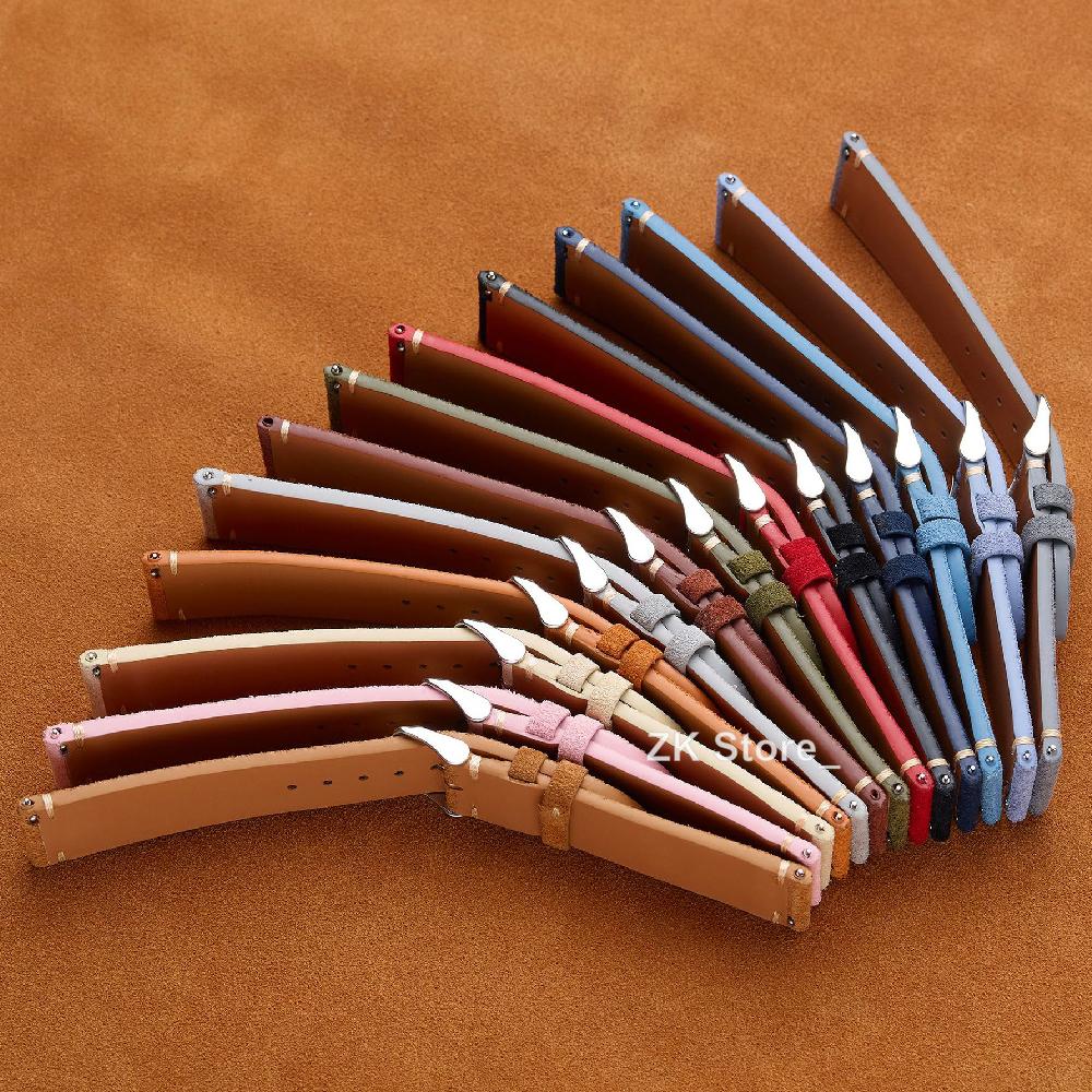 Винтажные замшевые ремешки для часов из натуральной кожи 14мм 16мм 18мм 20мм 22мм Браслет Ремешок Быстросъемный ремешок для часов для мужчин Женский браслет