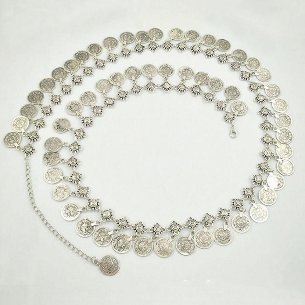 Dance Belt Beach Body Chain Coins Bead Ethnic Style Bohemian Belts Metal Belt Women Waist Chain