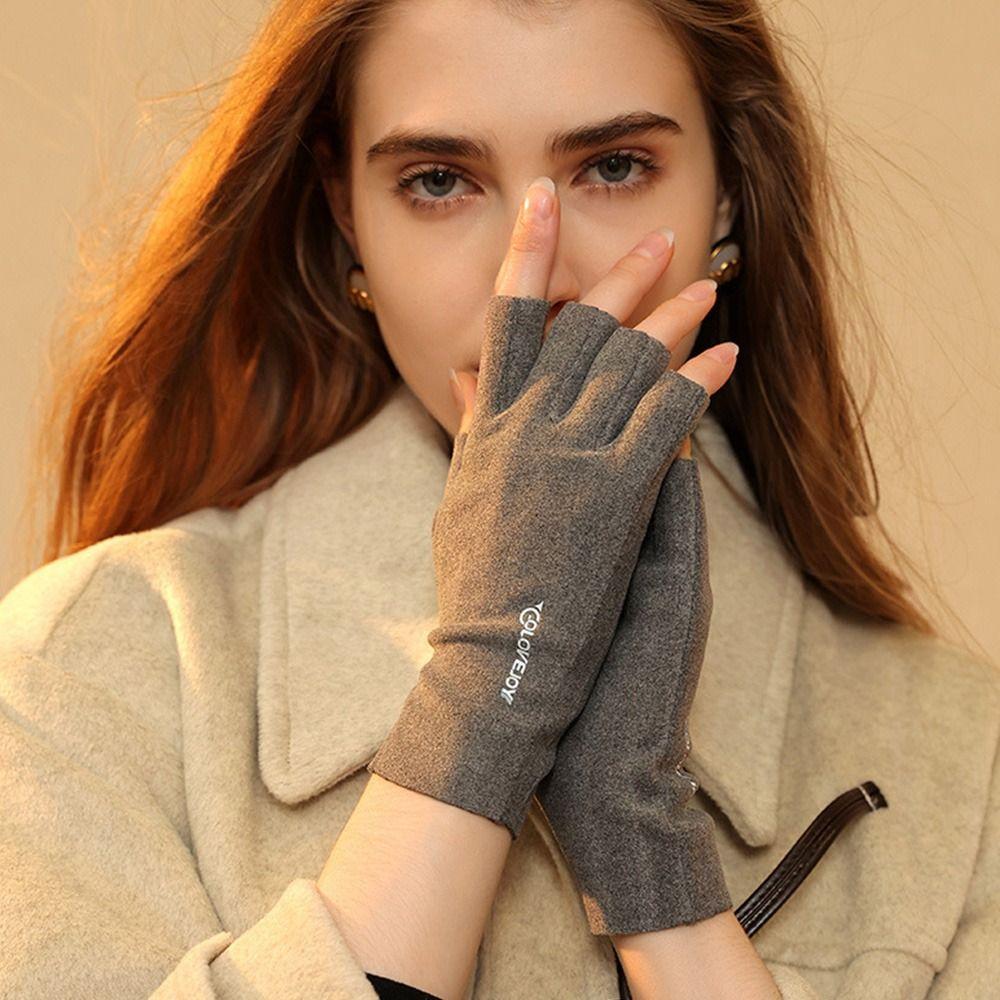 Немецкие бархатные сенсорные перчатки для верховой езды, перчатки с половиной пальцев, перчатки с полупальцами, короткие варежки, теплые перчатки