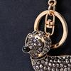Брелок-подвеска, Держатель для ключей в форме мультяшной собаки с застежкой-карабином и кольцом для ключей, Сверкающие стразы, Встроенный брелок для ключей в салон автомобиля