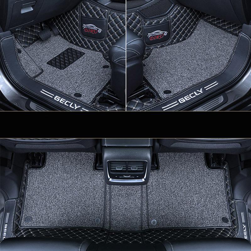 For Geely Atlas Pro Azkarra 2020 2021 2022 Car Floor Mats Double Layer PU Leather Foot Pad Interior Floorliner Auto Accessories
