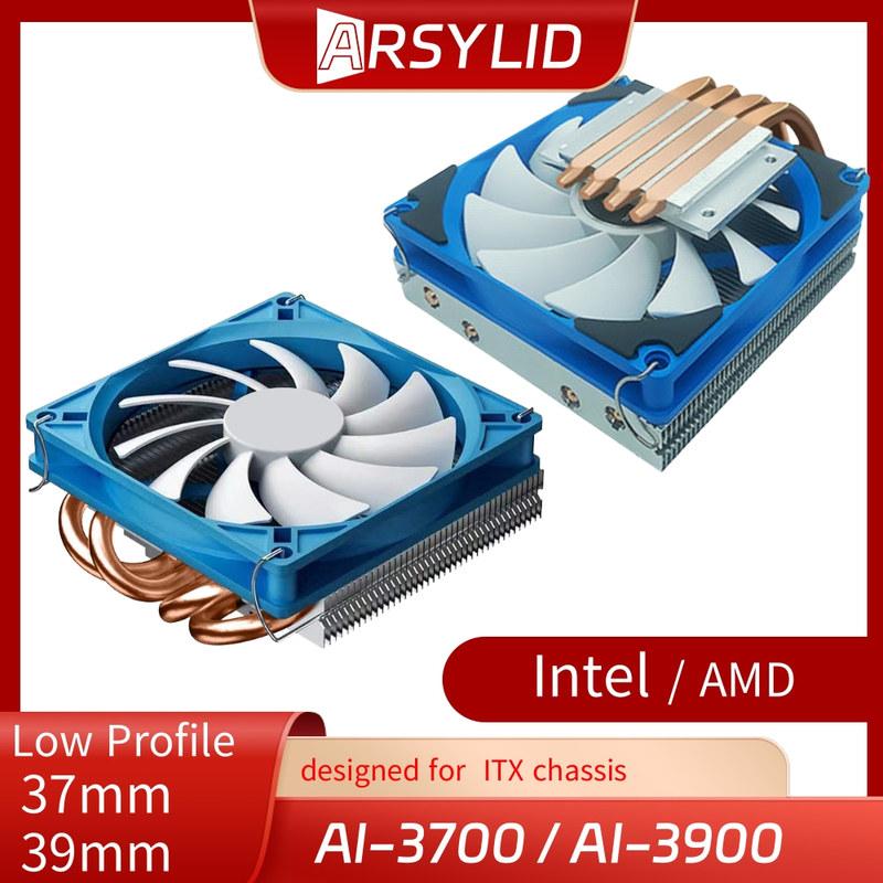 Arsylid AI-3900 Низкопрофильный 39мм 37мм CPU Тонкий UP Обдув 4 Тепловые трубки AM4 LGA1700 LGA1200 LGA115x Радиатор Вентилятор для Корпуса A4