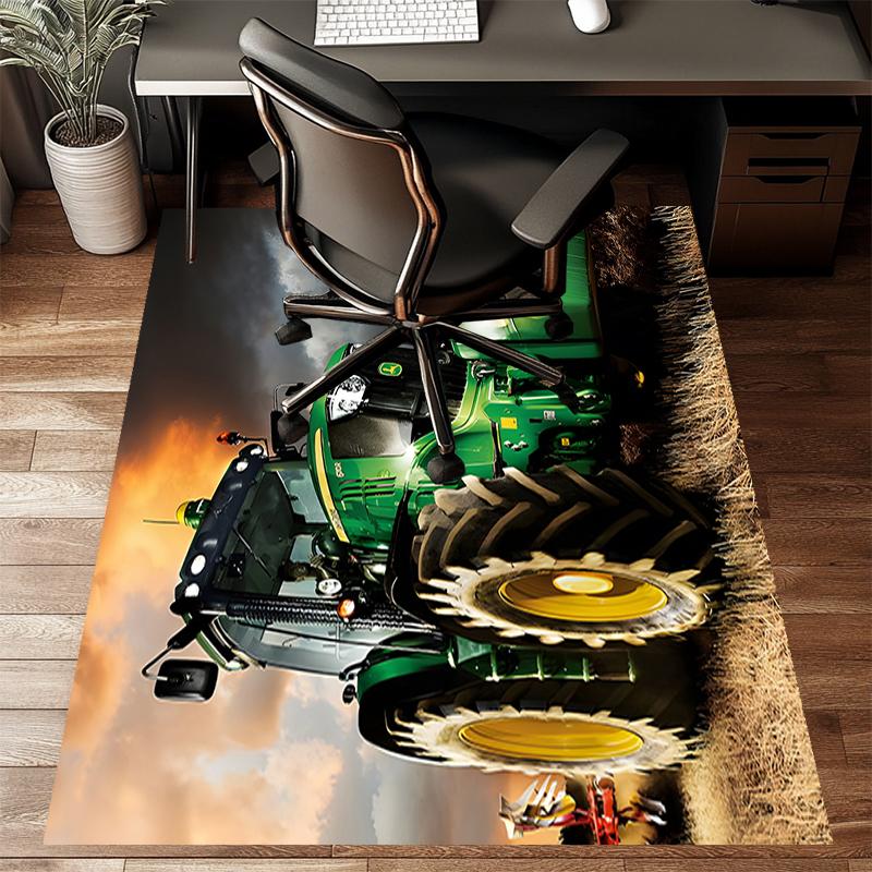 Tractor Polyester Carpet, Soft Indoor Mat for Office Chair, Living Room, Computer Desk - Decorative Home Office Rug Design