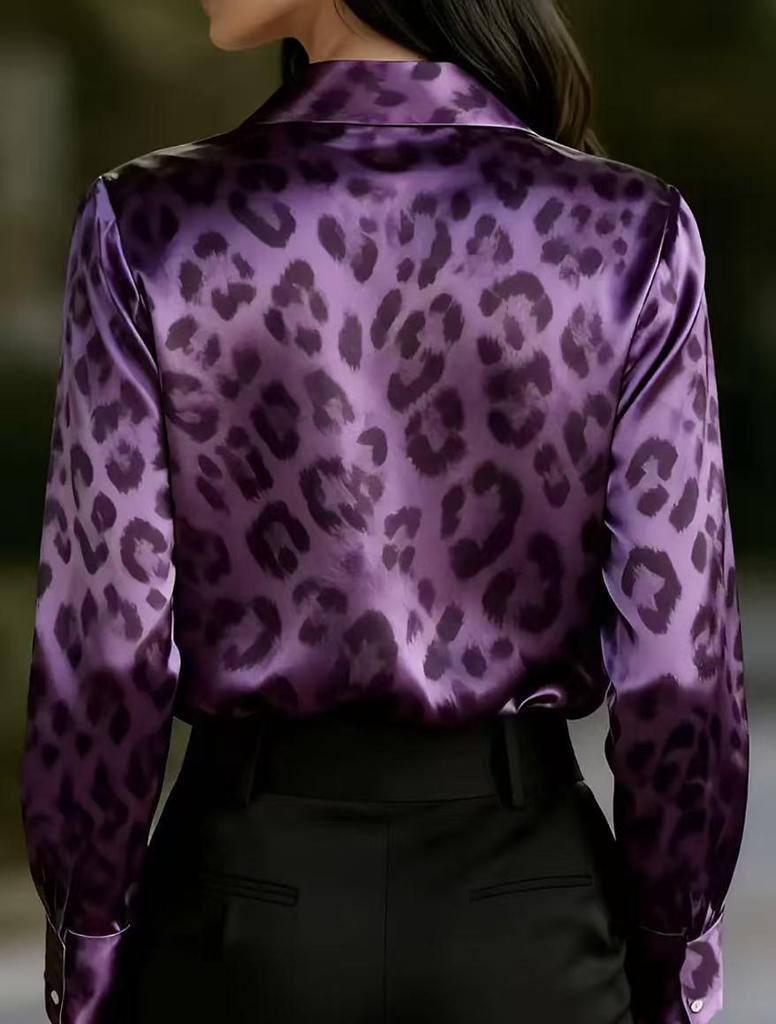 2026 Модная женская повседневная рубашка с леопардовым принтом в европейском и американском стиле - Коллекция Весна/Осень