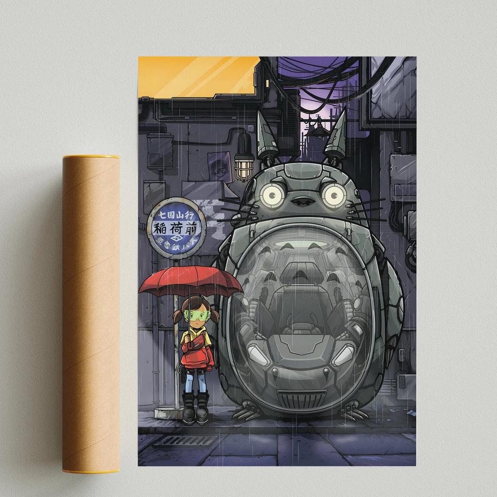 Поп-аниме-фигурка Хаяо Миядзаки/Patlabor/Тоторо, постер в стиле манга, эстетическое настенное искусство, домашний декор для детей в стиле каваи, винтажный принт на холсте