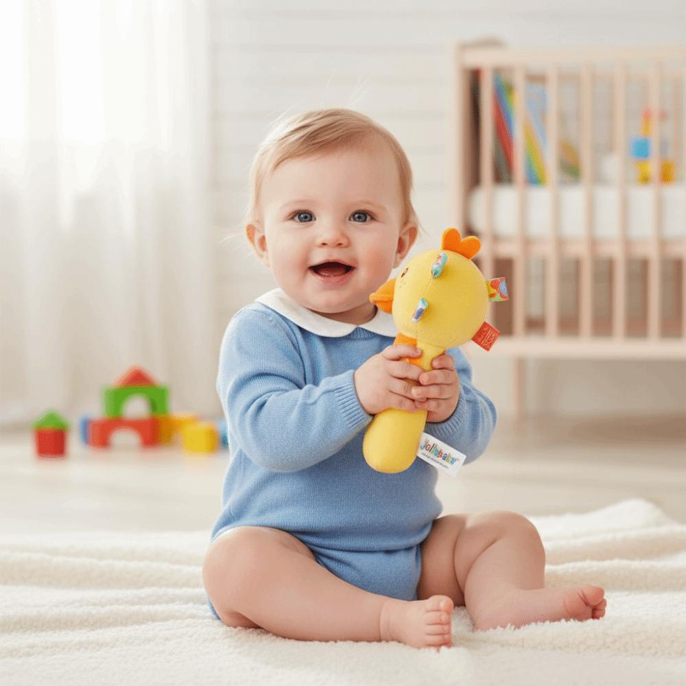 Squeaky Sound Soft Stuffed Animal Rattle Soft Plush Sensory Toys Baby Rattles Newborn Development