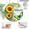 2D Flat 1pc, 8x8 in Vintage Sunflower & Butterfly Round Aluminum Metal Sign – Rustic Welcome Design for Home, Garden, Cafe, and Farmhouse Decor