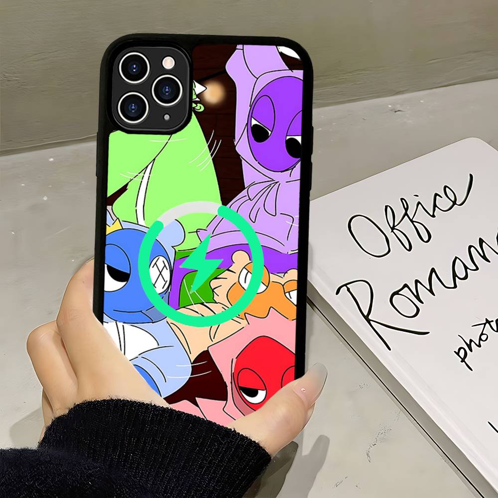 Cartoon R-Rainbow Friends For Magsafe Phone Case For IPhone 16 15 11 12 13 14 17 Pro Max Plus Magnetic Wireless Charge