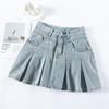 Retro Denim Skirt for Women In Summer New High-waisted Slim A-line Pleated Short Skirt