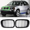 1 Pair Car Front Kidney Gloss Black Sport Grille Racing Grills for BMW X5 E53 2000 2001 2002 2003 Pre-facelift Exterior Parts