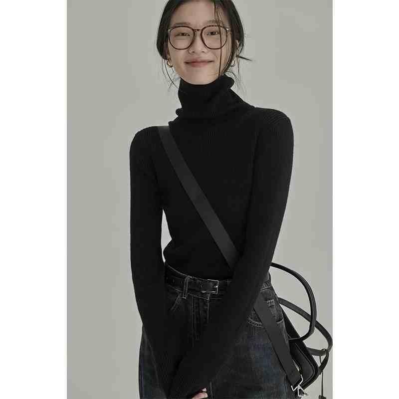 Модная женская водолазка, трикотажная нижняя рубашка, осень и зима, повседневный тонкий пуловер, свитер внутри, элегантный однотонный простой базовый топ 2507