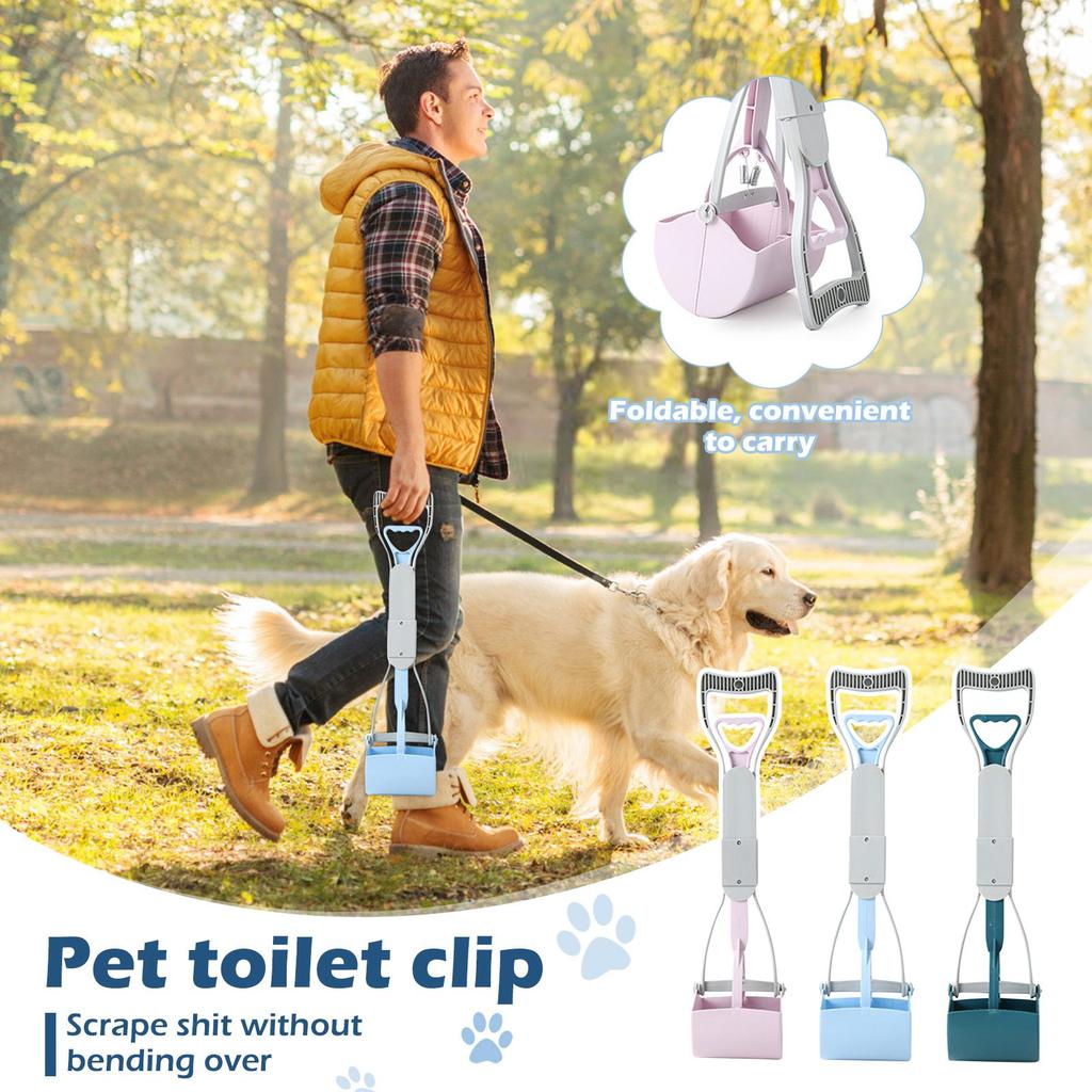 Совок для какашек, совок для собачьих какашек с длинной ручкой, подходит для больших, средних и маленьких собак, пружинный и легкий, инструмент для сбора собачьих отходов на газоне/траве