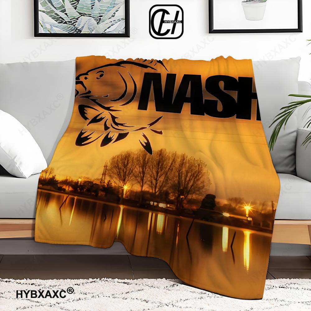 Nash Fishing Logo Throw Blanket Aesthetic Art Flannel Blanket Portable Home Travel Camping Sofa Picnic Thickening Flannel Blank