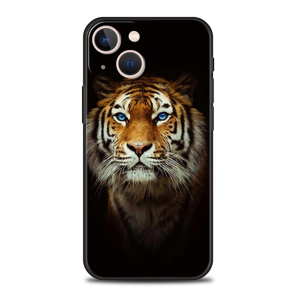 Tiger Leopard Fashion Phone Case For iPhone 17 16 15 Pro Max 11 12 13 14 7 8 Plus SE 2020 X XR XS Cover Soft Black