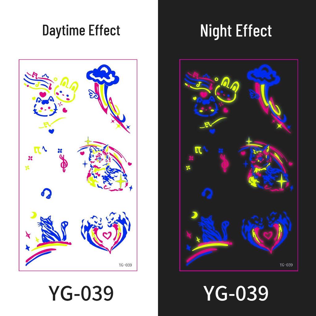 Неоновые светящиеся тату-наклейки для музыкального фестиваля: Яркие флуоресцентные дизайны для концертов и вечеринок