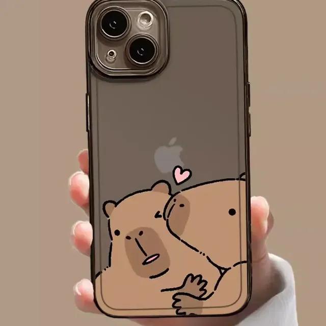 Чехол для телефона с милым мультяшным капибарой для Iphone 12 13 11 14 15 Pro Max X XS MAX XR 7 8Plus SE2, мягкий чехол с забавной парой животных, чехлы