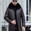 Leather Jacket Men's Thickened Down Jacket Dad Loose Coat