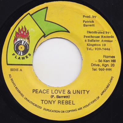 7-дюймовая пластинка TONY REBEL - Peace Love & Unity NONE Flames Jamaica Reggae, Ska & Dub б/у