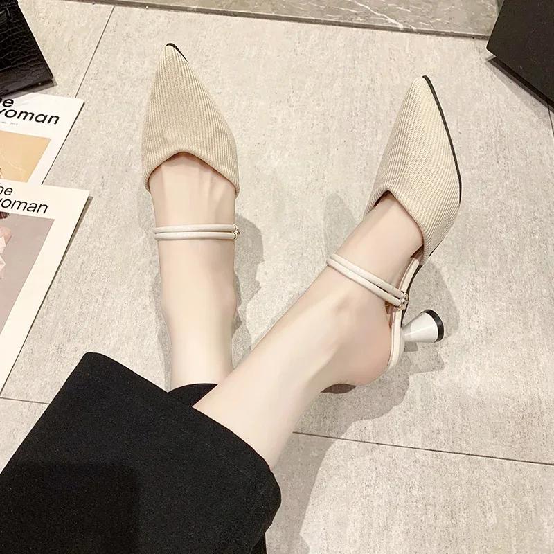 Fashion Shoes Female 2024 Hot Sale Plus Size Women's Slippers Sexy Pointed Toe Dress Slippers Women Fashion Closed Toe Heels Women