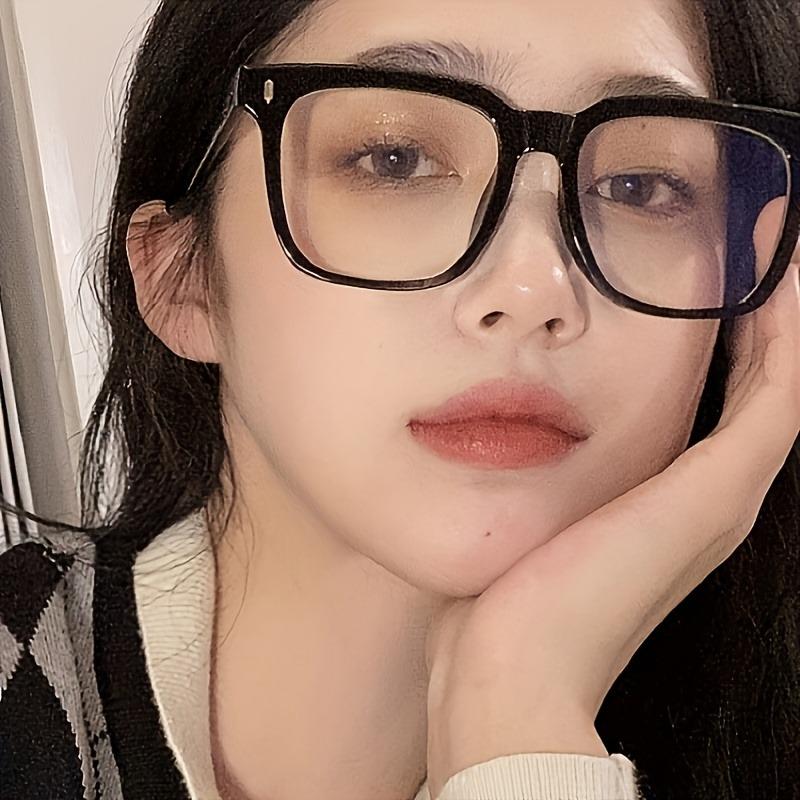 New Retro Frosted Frame Bright Black Frame Slimming Glasses for Women Plain White Flat Mirror