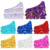 Kids Girls Sequined Metallic Tops One Shoulder Vest Jazz Latin Ballroom Performance Costume