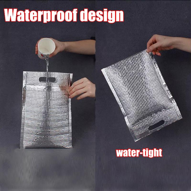 Portable Aluminum Foil Insulated Bag Reusable Thermal Lunch Tote for Cold Food and Drinks Kitchen Cooler Pouch