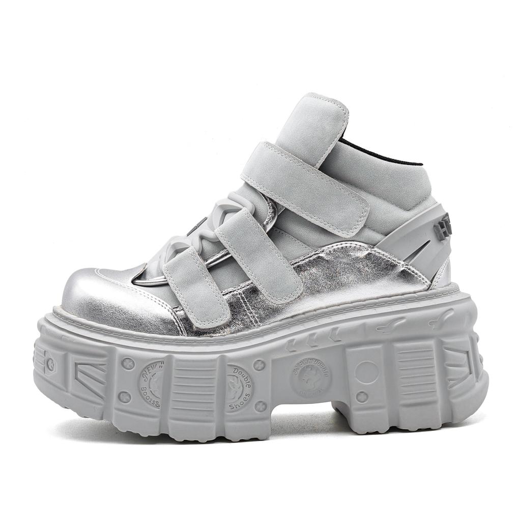 Готические ботильоны на шнуровке Новая панк-стиль женская обувь Высота каблука 6 см Обувь на платформе Женские кроссовки с металлическим декором