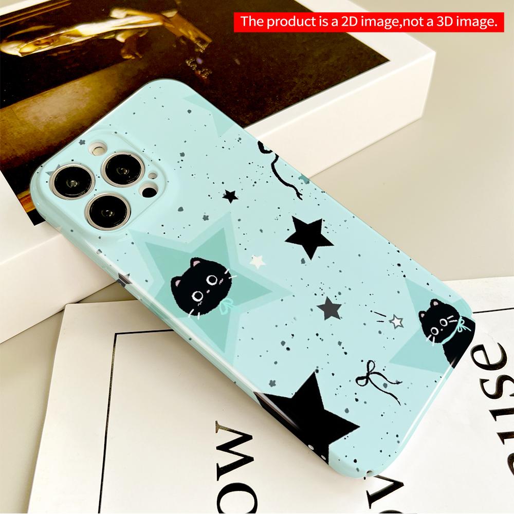 Cute Black Cats & Stars Phone Case All inclusive film hard phone case, compatible with iPhone 18 Pro Max 17 16 15 14 13 12 11