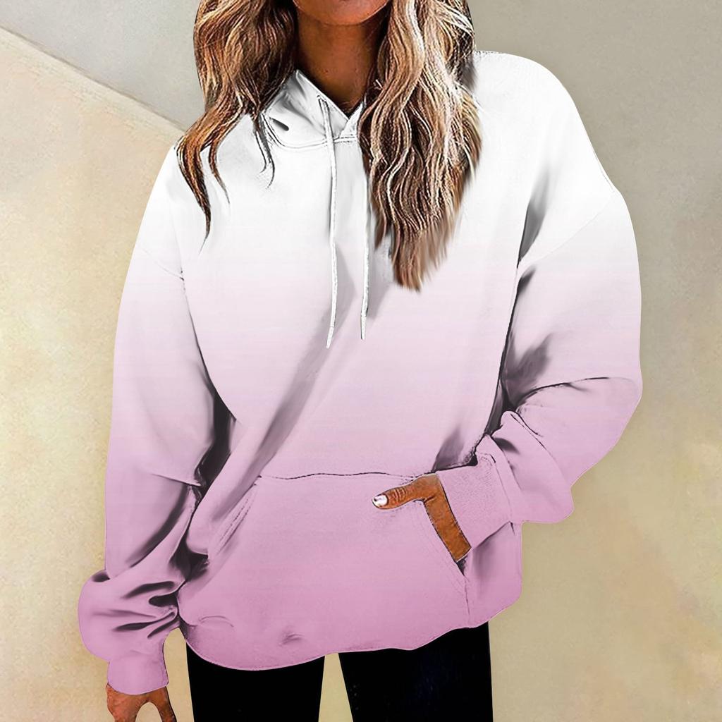 Women's Fashion Daily Versatile Casual Crewneck Sweatshirts Graphic Daily Long Sleeve Gradient Patchwork Printed Top Sweatshirts