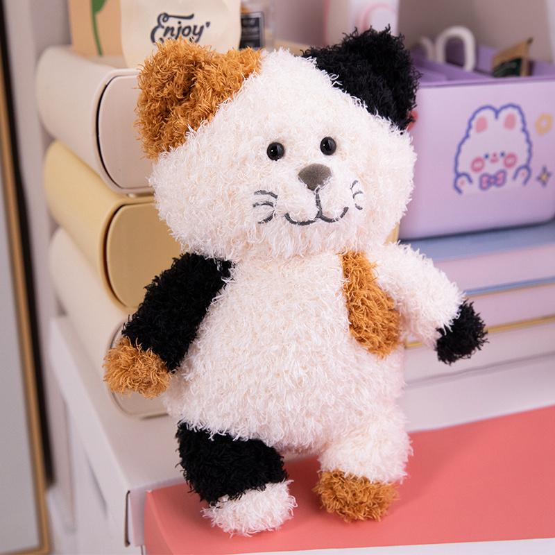 Simulation Tea Rice Cat Pattern Cat Plush Toy Doll Creative Cute Home Decoration Children Play Dolls Dolls Comfort Holiday Gifts