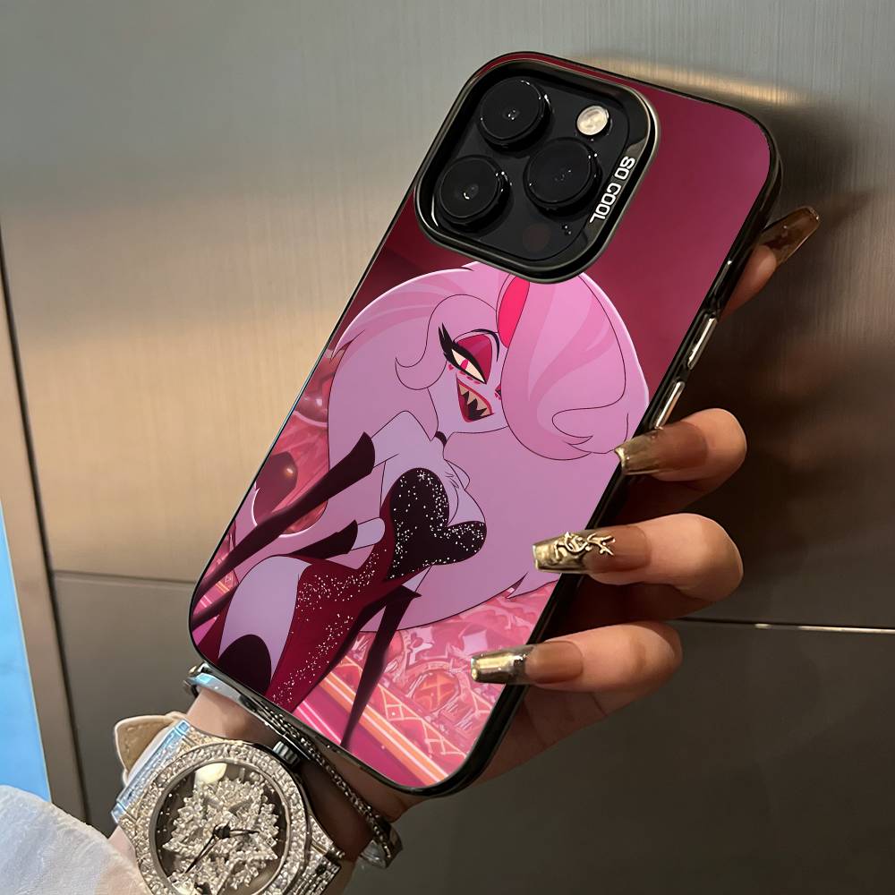A-Angel Dust H-Hazbin H-Hotel Чехол для телефона для iPhone 17,16,15,14,13,12,11 Plus Pro Max Цветной Серебряный Чехол для телефона