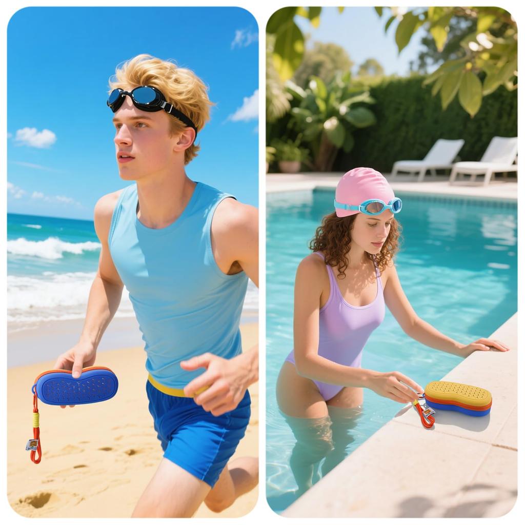 Shelinc Swimming Goggle Breathable Carabiner Easy to Zipper Closure Case, Design, Included, Carry, Silicone, (Yellow-Blue)