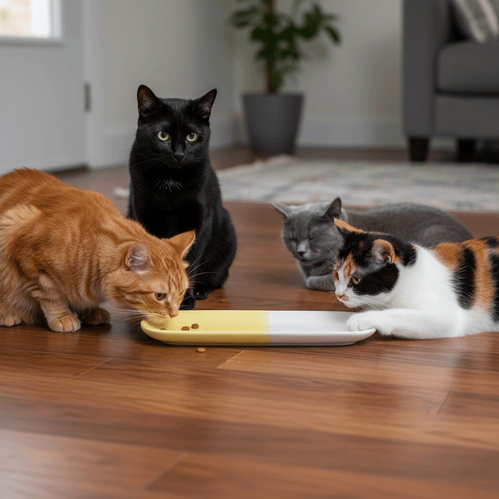 Ceramic Multi-Cat Shared Eating Bowl Anti Tipping Cats Feeder Basin for Kitten/Puppy/Bunny