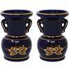 A&K Buddhist Altar Flower Vase, 2-Piece Set (PairLapis Lazuli LotusNavy Blue) for Buddhist Altars, Flower Vase for Offerings (7cm Diameter X 10.5cm