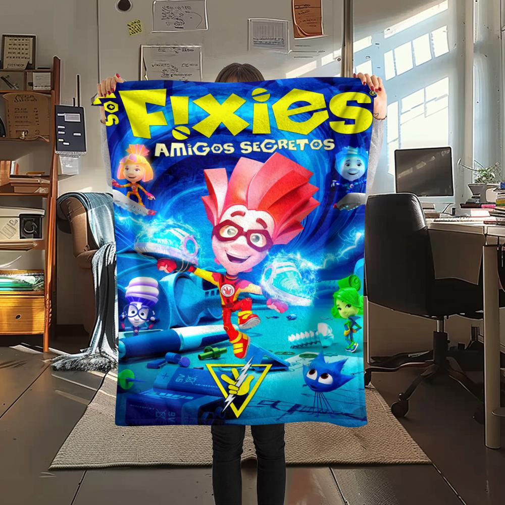 1 шт. Фланелевое одеяло с принтом Фиксиков, Высокое качество, Комфортное для всех сезонов, Декор для дома, Тепло и уют, Идеально для подарков