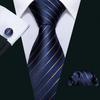 Barry.Wang Mens Cool Plaids Striped Tie 8 Designs Black Blue Teal Necktie Pocket Square Cufflinks Set