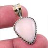 Natural Pink Opal Gemstone 925 Solid Sterling Silver Two Tone Pendant 1.25" K6i11