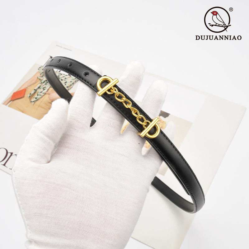 Retro Chain Smooth Buckle Belt For Women, Simple Style Jeans Belt For Women