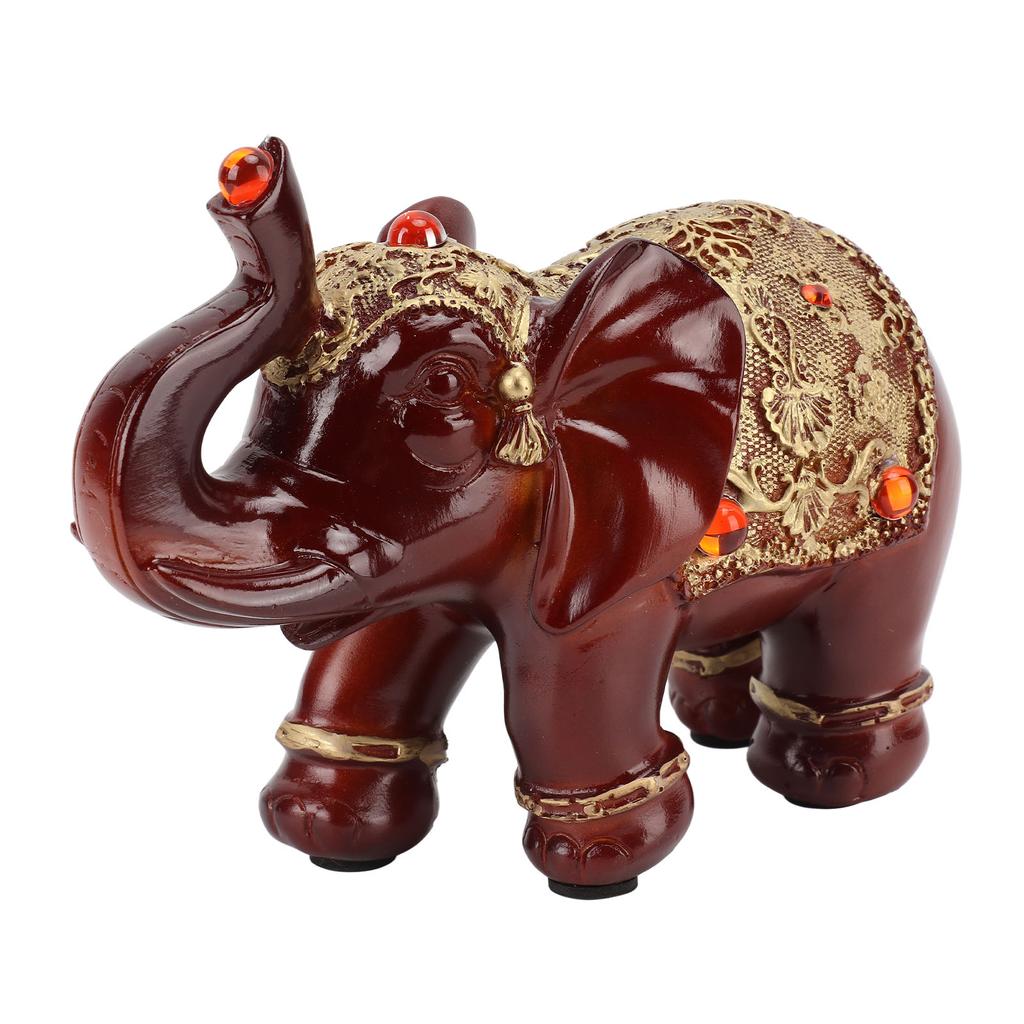 Elephant Statue Durable Resin Cute Elegant Attract Wealth Round Corner Elephant Decor for Home Bedroom Office