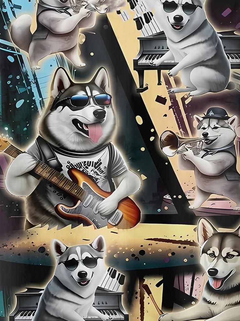 Funny Rock Animal Dog Pattern 3D Print Men'S Casual Shirt Fashionable Individual Hip-Hop Rock Street Hawaiian Shirt
